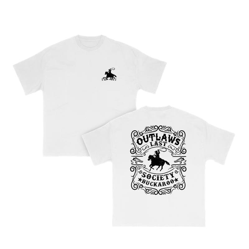 Unisex 100% Cotton Out Laws Western Style Print T-shirt