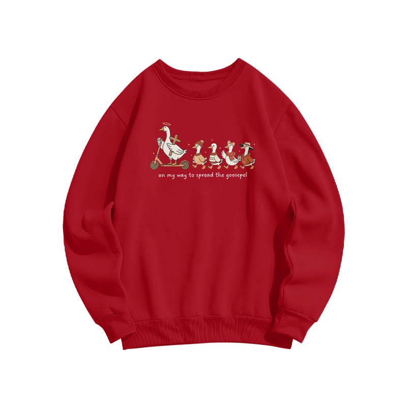 Unisex On My Way To Spread The Goosepel Print Sweatshirt - Red - US16-18(2XL) - image 8