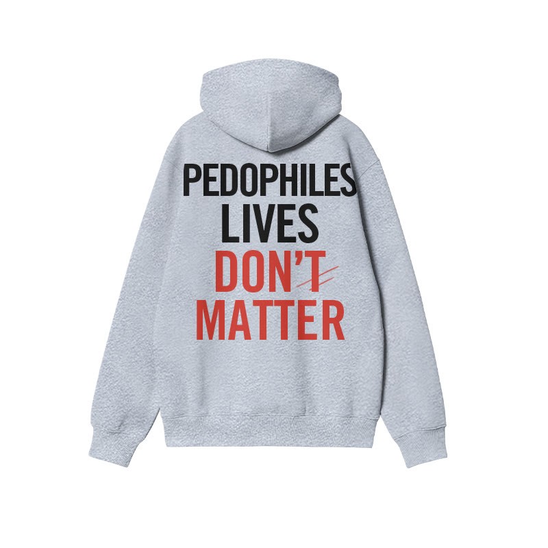 Pedophiles Lives Don't Matter Print Hoodie - Grey - US16-18(2XL) - image 3