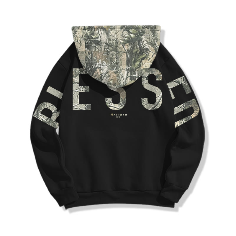Blessed Matthew 5:3-12 Dead Leaves Camouflage Print Hoodie - image 4