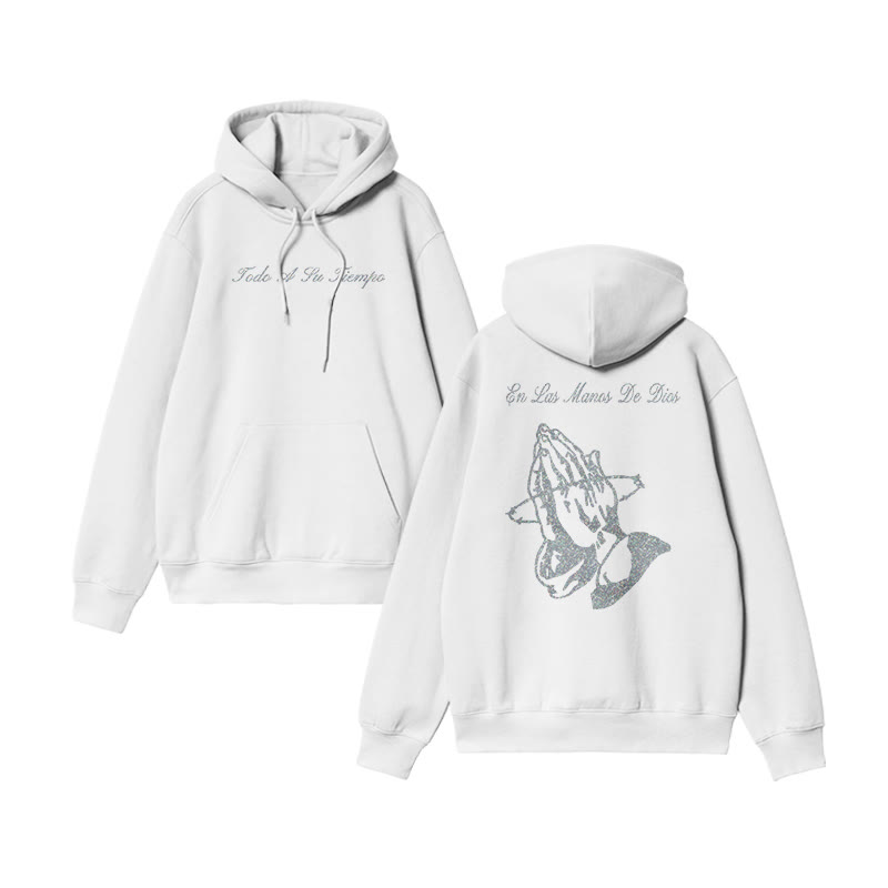 En Las Manos De Dios Print Causal Hoodie - White - US16-18(2XL) - image 3