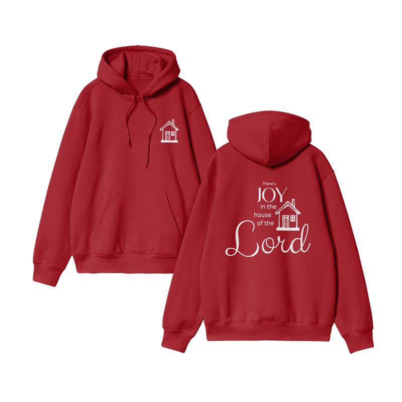 Unisex 100% Cotton There's Joy In The House Of The Lord Print Hoodie - Red - US16-18(2XL) - image 7
