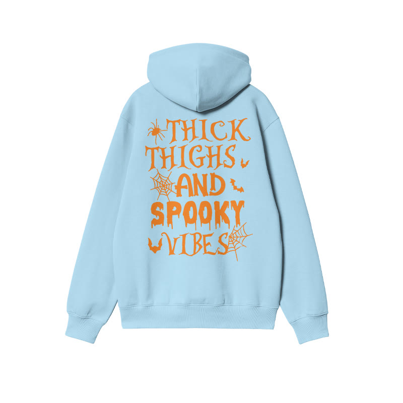 Unisex 100% Cotton Thick Thighs And Spooky Vibes Halloween Print Hoodie - Blue - US16-18(2XL) - image 8