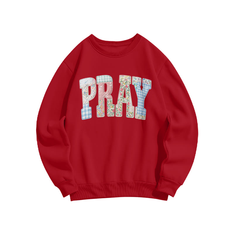 Floral Pray Print Sweatshirt - Red - US16-18(2XL) - image 8