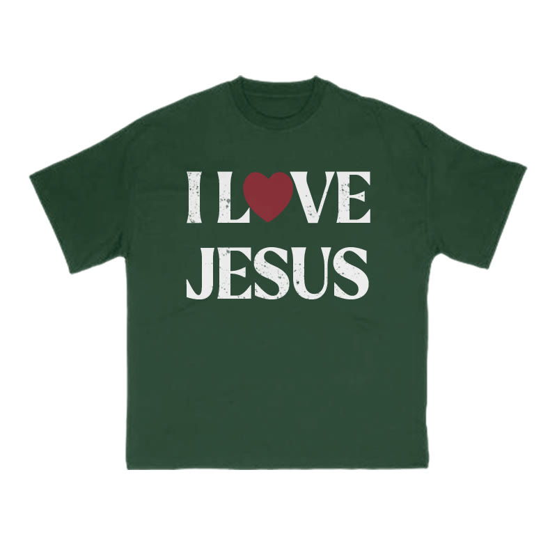 I Love Jesus Distressed Print Valentine's Day T-shirt - Green - US16-18(2XL) - image 9