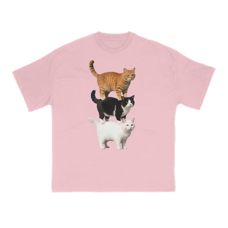 Funny Parody Animation Cat Print T-shirt - Pink - US16-18(2XL) - image 9