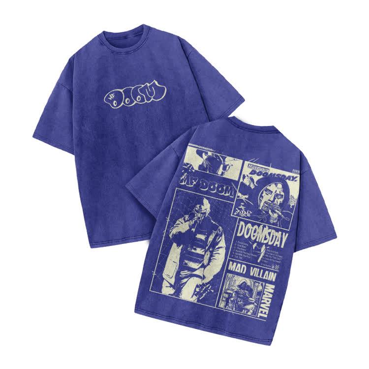 Vintage Streetwear Comic Panel Graphic Print Acid Washed T-Shirt - Blue - US20-22(3XL) - image 7