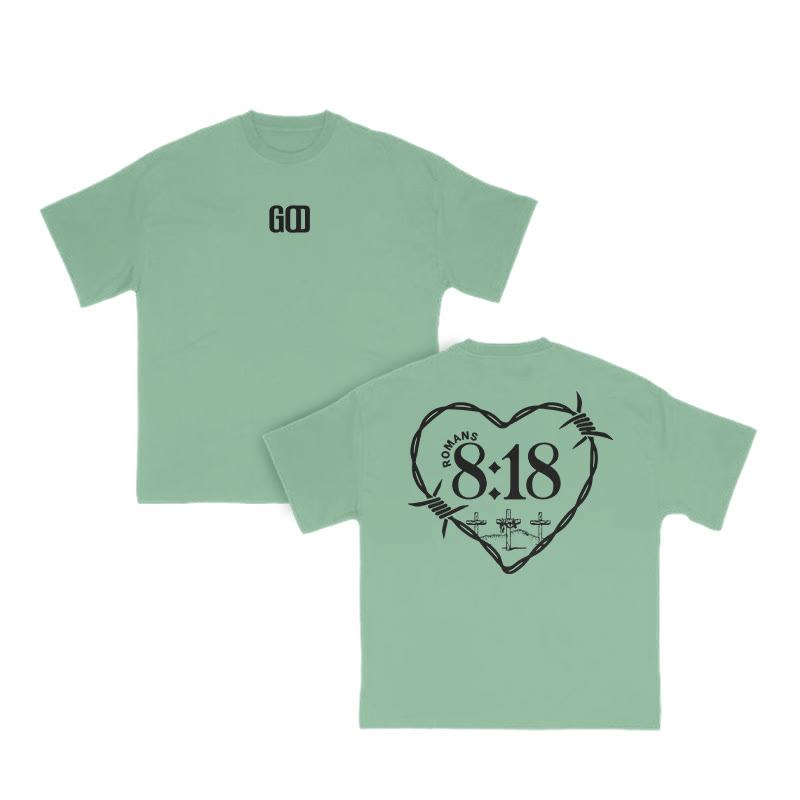 Unisex Romans 8:18 Print T-shirt - Light Green - US16-18(2XL) - image 9