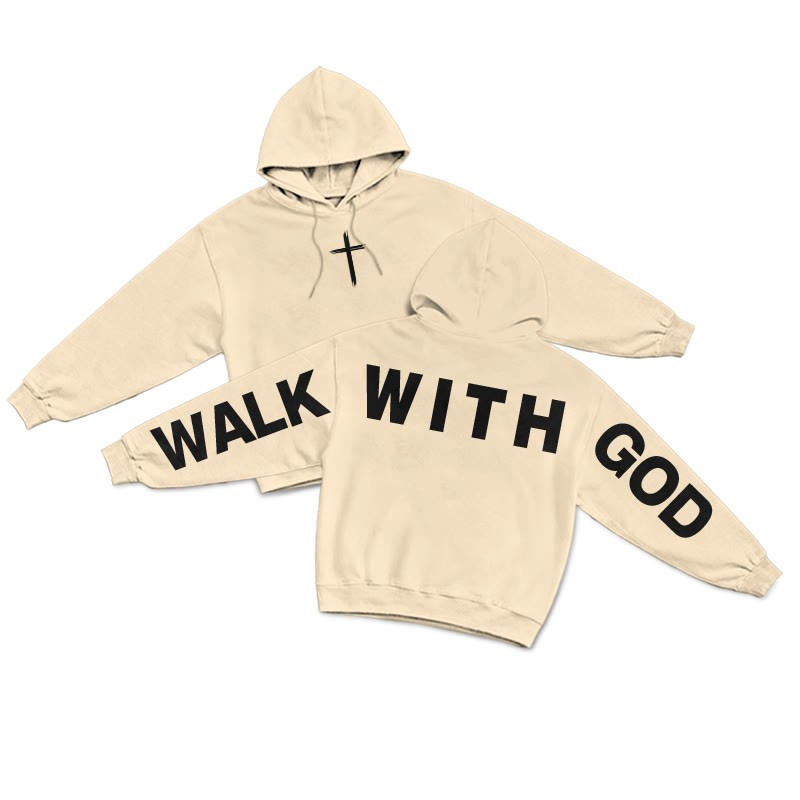 Walk With God Creative Back Print Hoodie - Apricot - US16-18(2XL) - image 4