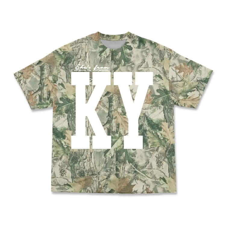 Vintage Forest Camo Graphic T-Shirt - KY - Green - 5XL - image 9