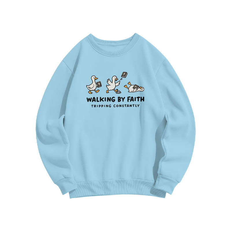 Unisex Walking By Faith Tripping Constantly Bible Print Sweatshirt - Blue - US16-18(2XL) - image 6