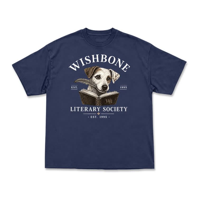 Wishbone Literary Society Vintage Dog Graphic T-Shirt - Navy Blue - US16-18(2XL) - image 7