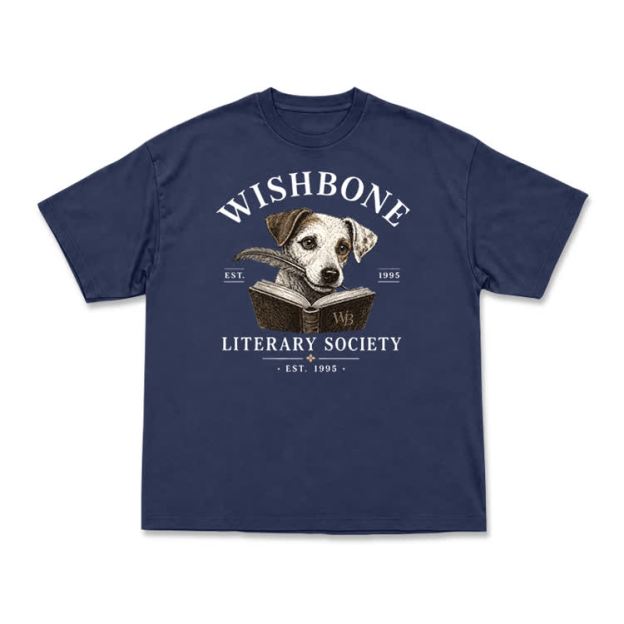 Wishbone Literary Society Vintage Dog Graphic T-Shirt - Navy Blue - US16-18(2XL) - image 7
