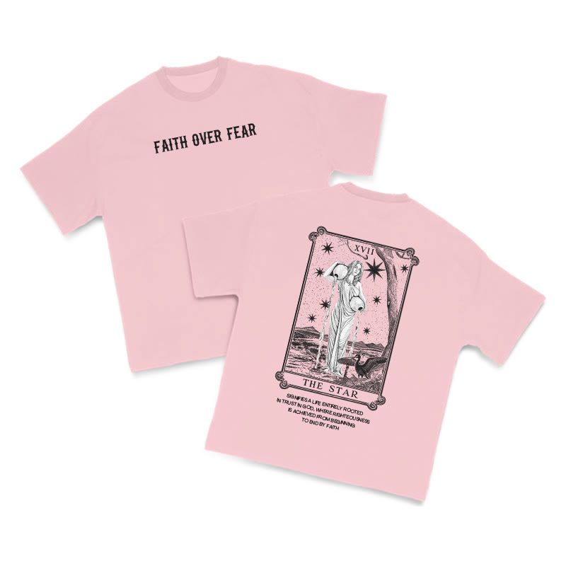 Tarot The Star Faith Over Fear Print T-shirt - Pink - US16-18(2XL) - image 7