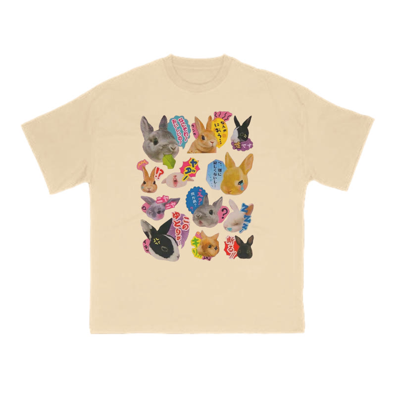 Cute Bunny Print T-shirt - Apricot - US16-18(2XL) - image 5