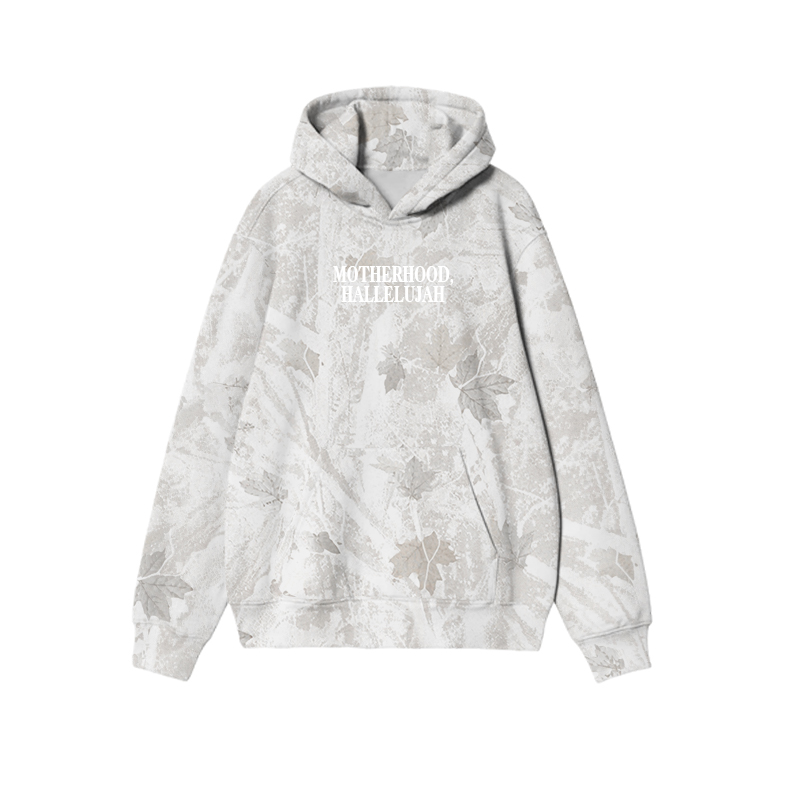 Vintage Camo MOTHERHOOD HALLELUJAH Graphic Print Causal Hoodie - Light Grey Camo - US32-34(5XL) - image 3