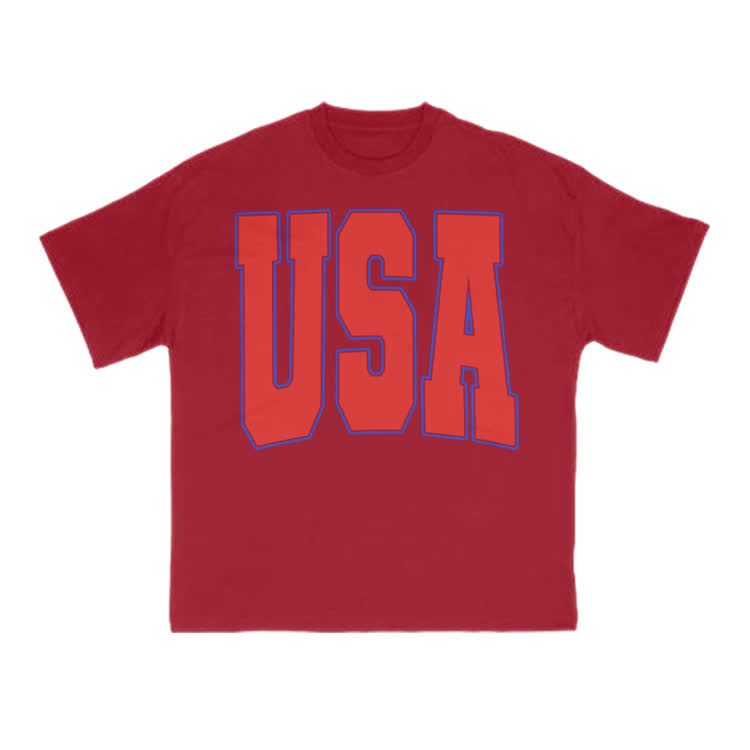 USA Print T-shirt - Red - US16-18(2XL) - image 11