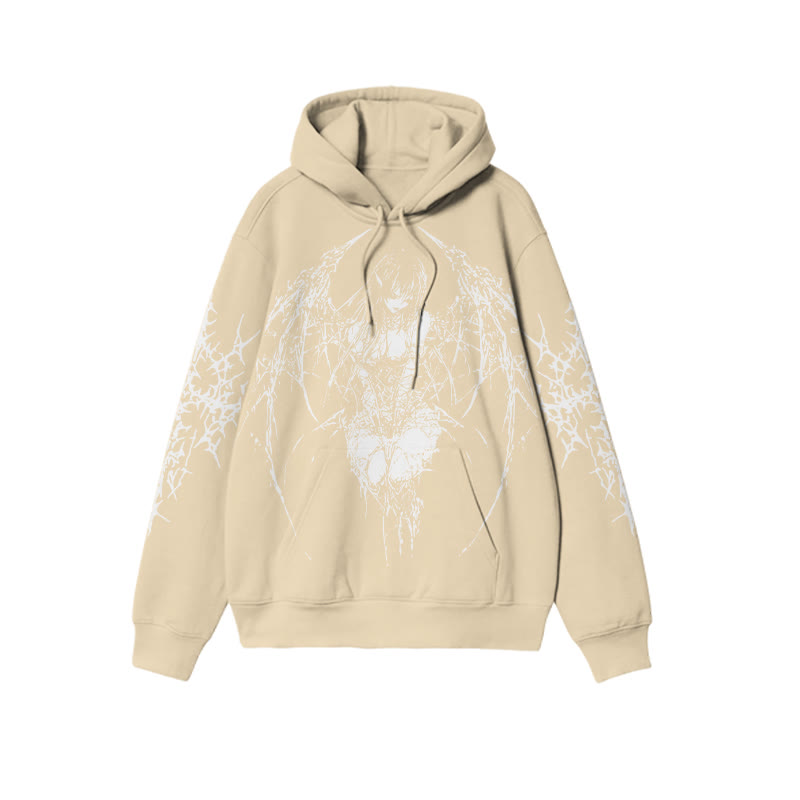 Unisex Skull Wings Angel Print Hoodie - Apricot - US16-18(2XL) - image 4