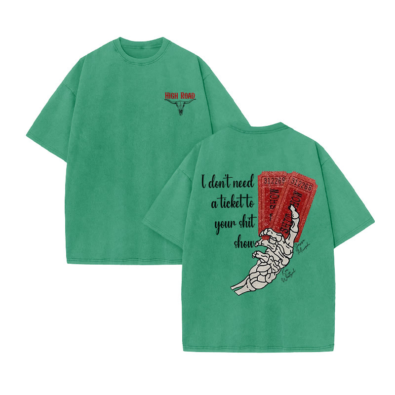 Unisex 100% Cotton Western High Road Vintage Print Acid Washed T-shirt