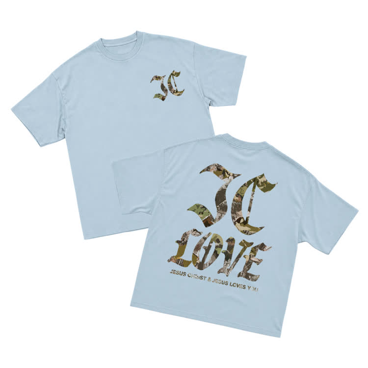 The Love of Jesus Christ Graphic Oversized T-Shirt - Light Blue - US16-18(2XL) - image 7