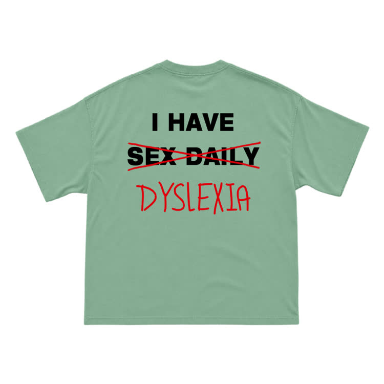 Casual Dyslexia Joke Back Print T-Shirt - Light Green - US16-18(2XL) - image 7