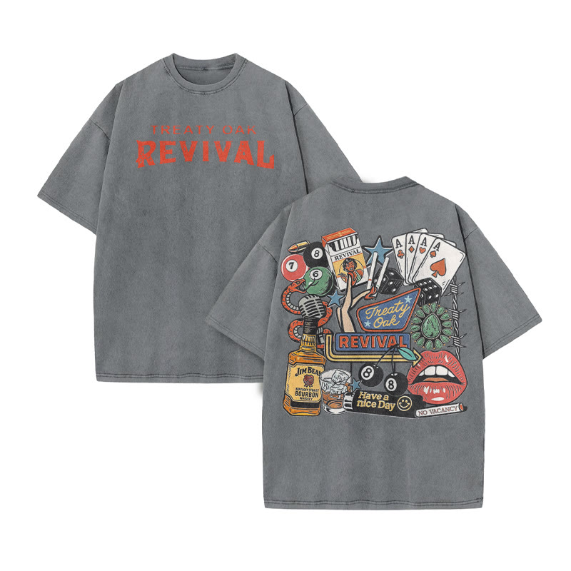 Have A Nice Day Vintage Print Acid Washed T-shirt - Grey - US20-22(3XL) - image 4