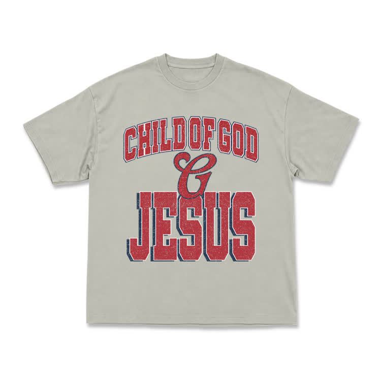 Vintage Child of God and Jesus Graphic T-Shirt - Warm Grey - US16-18(2XL) - image 7