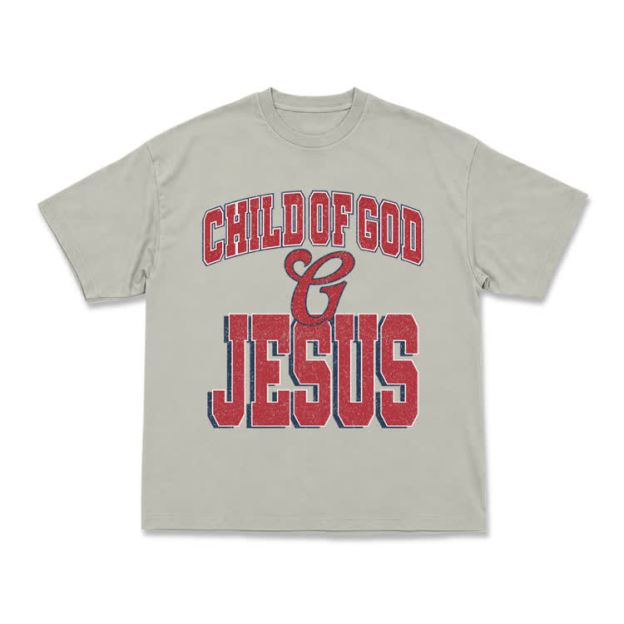 Vintage Child of God and Jesus Graphic T-Shirt - Warm Grey - US16-18(2XL) - image 7