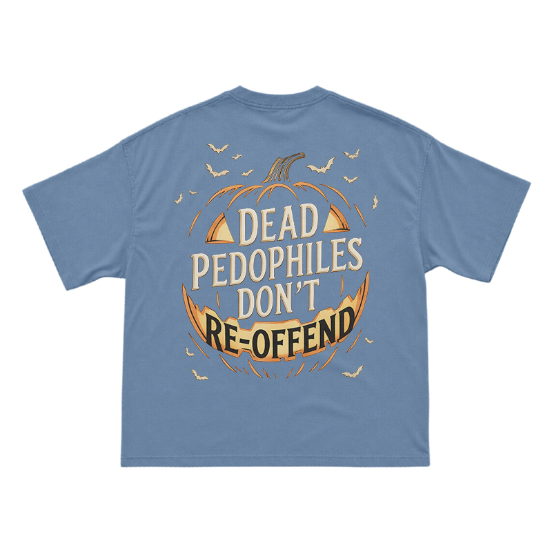 Halloween Pumpkin Statement Print T-Shirt - Dusty Blue - US16-18(2XL) - image 14