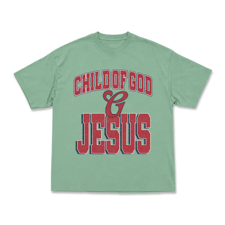 Vintage Child of God and Jesus Graphic T-Shirt - Light Green - US16-18(2XL) - image 5