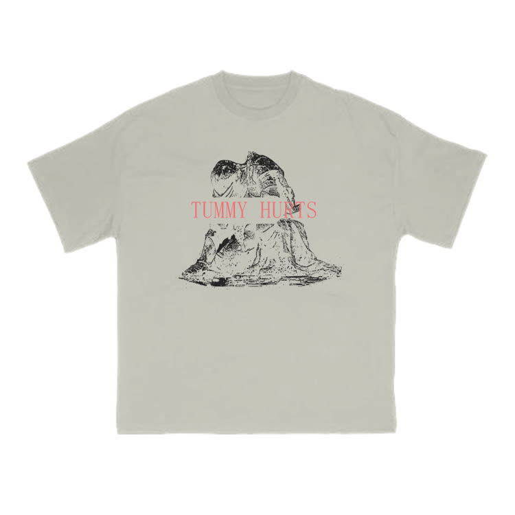 Tummy Hurts Print T-shirt - Warm Grey - US16-18(2XL) - image 4