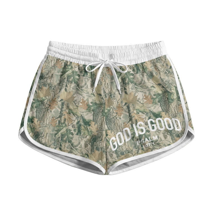 Street Camo God Is Good Graphic Print Pocket Shorts - Green - 5XL - image 3