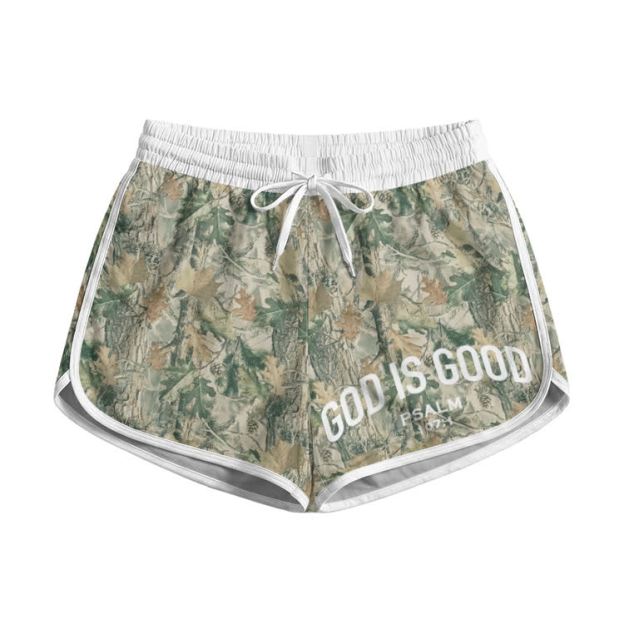 Street Camo God Is Good Graphic Print Pocket Shorts - Green - 5XL - image 3
