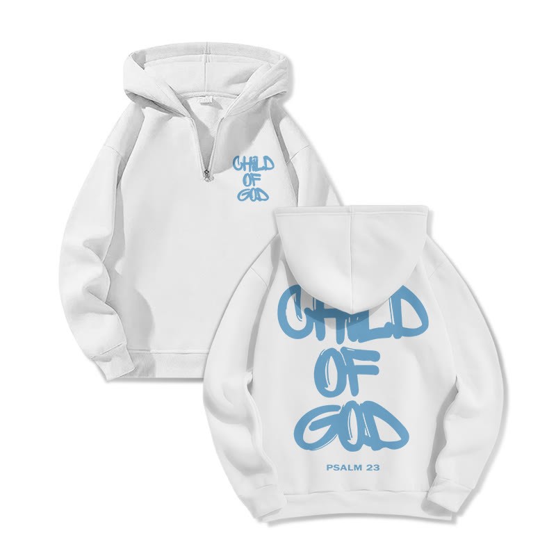 Child Of God Print Half Zip Hoodie - White-Blue - US32-34(5XL) - image 4