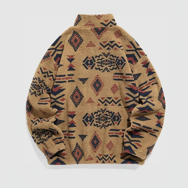 Ethnic Style Stand-up Collar Furry Sweatshirt - image 5