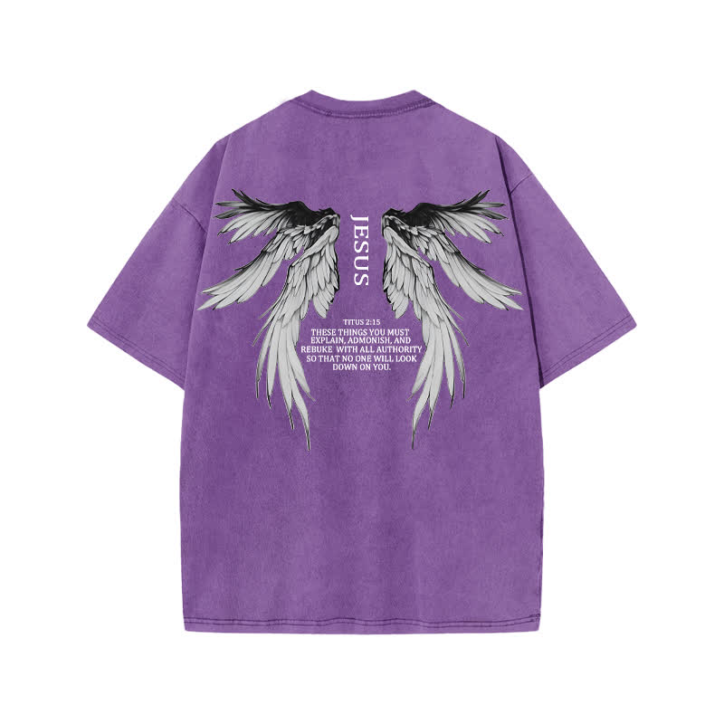 Unisex Titus 2:15 Print Acid Washed T-shirt - Purple - US20-22(3XL) - image 9