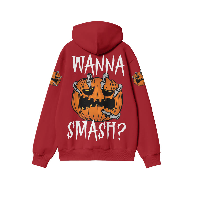 Unisex 100% Cotton Wanna Smash Halloween Print Hoodie - Red - US16-18(2XL) - image 8