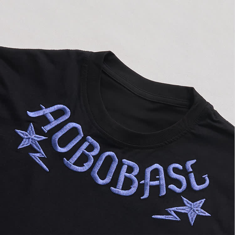 Letter Star and Lightning Embroidered T-Shirt - image 9