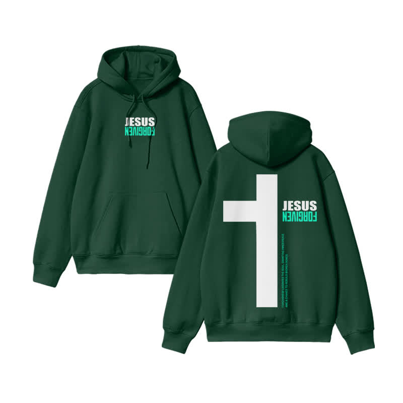 Unisex 100% Cotton Jesus Forfiven Design Print Hoodie - Green - US16-18(2XL) - image 6