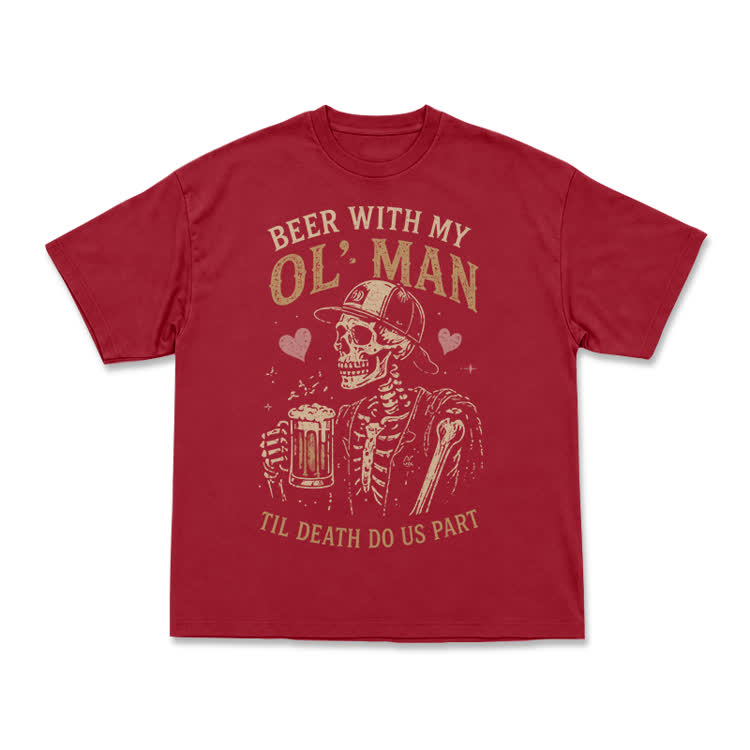 Vintage Beer With My OL' Man Graphic T-Shirt - Red - US16-18(2XL) - image 3