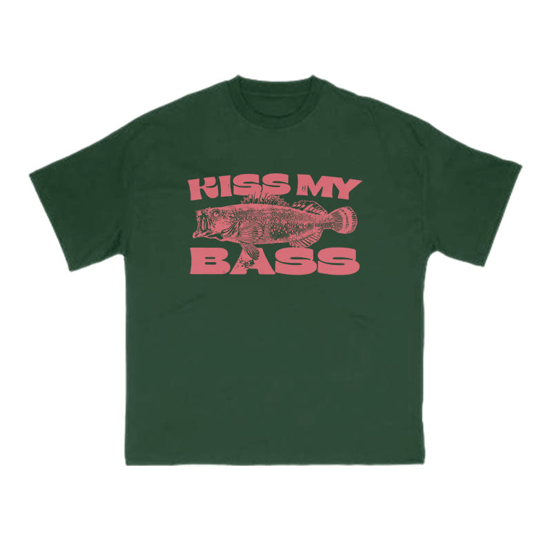 Kiss My Bass Print T-shirt - Green - US16-18(2XL) - image 11