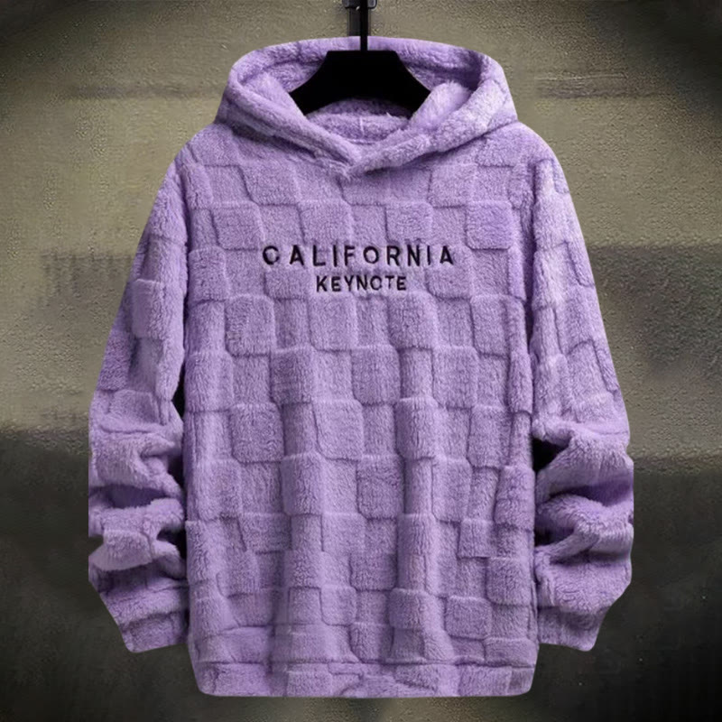 Casual Check Furry California Embroidered Hoodie