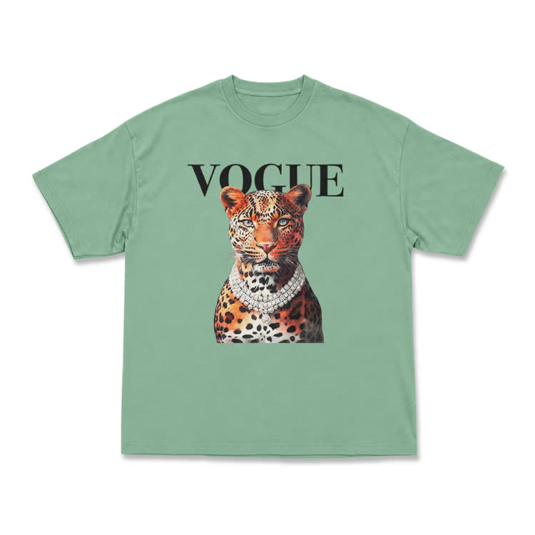 Vogue Pearl Leopard Oversized Graphic T Shirt - Light Green - US16-18(2XL) - image 13
