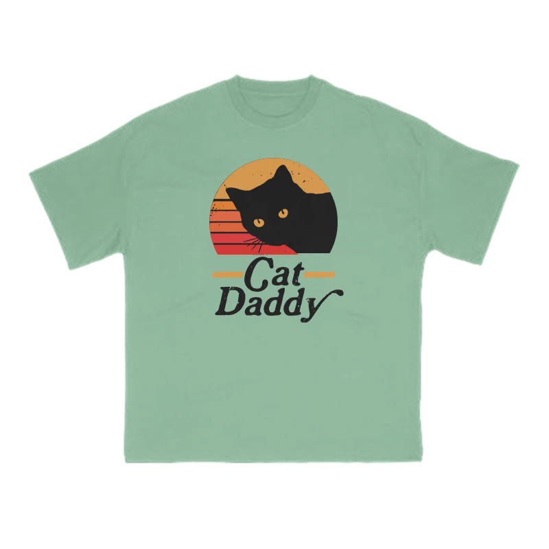 Unisex 100% Cotton Cat Daddy Print T-shirt - Green - US16-18(2XL) - image 8