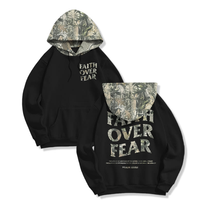 Faith Over Fear Dead Leaves Camouflage Print Hoodie - Black - US28-30(4XL) - image 3