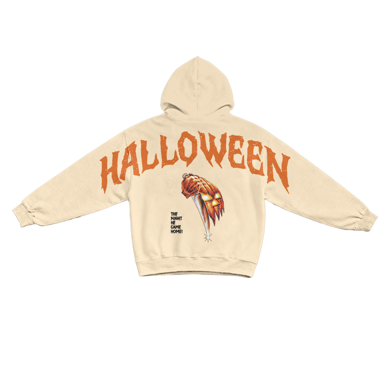 Gothic Horror Halloween Poster Graphic Hoodie - Apricot - US16-18(2XL) - image 3