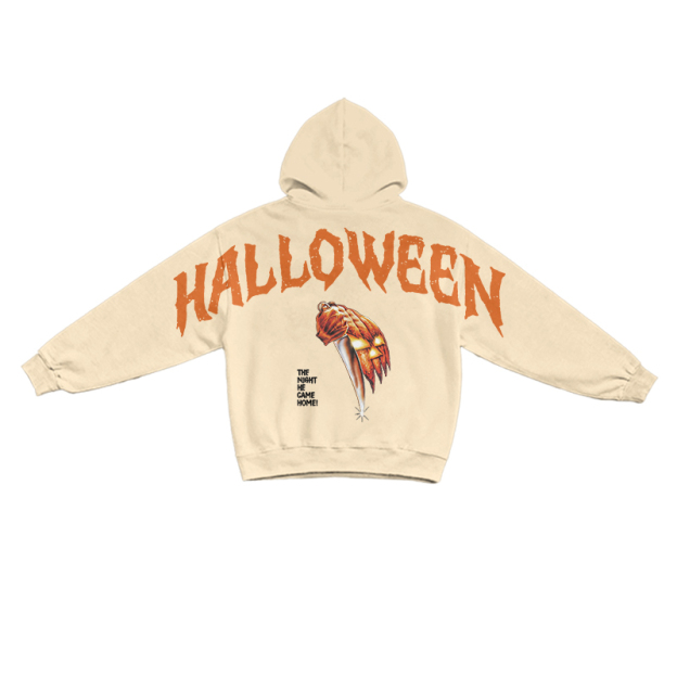 Gothic Horror Halloween Poster Graphic Hoodie - Apricot - US16-18(2XL) - image 3