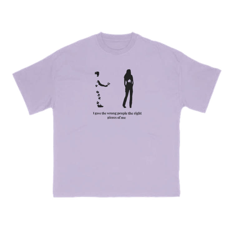 I Gave The Wrong People The Right Pieces Of Me Print T-shirt - Purple - US16-18(2XL) - image 12