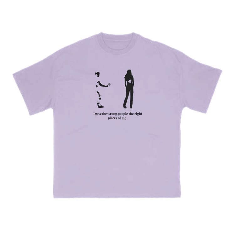 I Gave The Wrong People The Right Pieces Of Me Print T-shirt - Purple - US16-18(2XL) - image 12