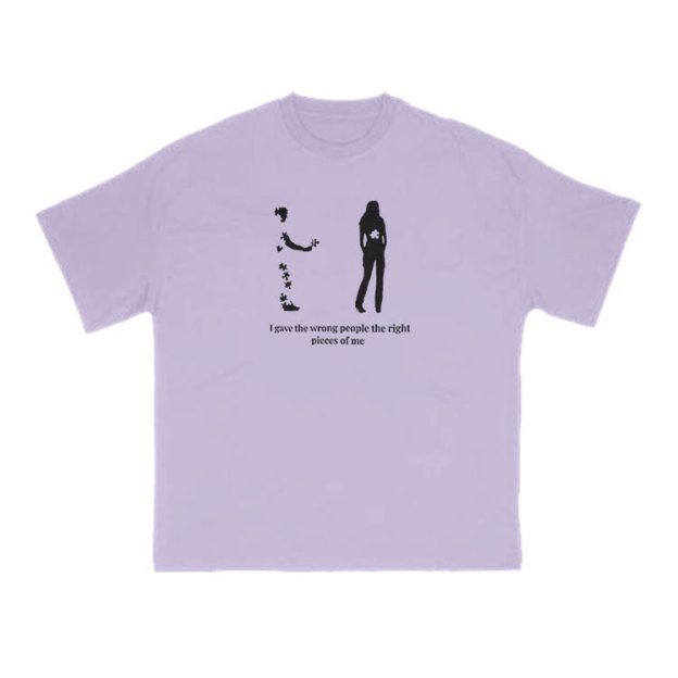 I Gave The Wrong People The Right Pieces Of Me Print T-shirt - Purple - US16-18(2XL) - image 12